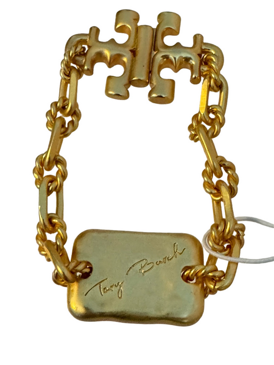 Tory Burch Jewelry - Tory Burch Torsade Signature Bar Chain 18K Gold Plated Brass Bracelet